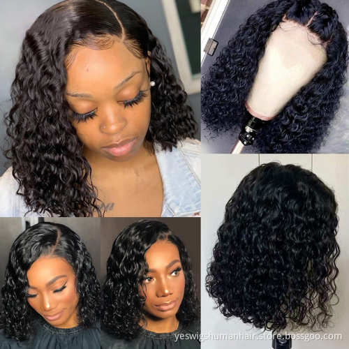 Afro Kinky Curly Human Hair Bob Wigs Hd Full Lace Front Wig Raw Indian Virgin Natural Human Hair Transparent Lace Frontal Wig